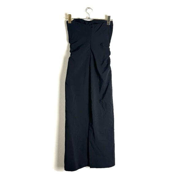 Zara Strapless Midi Dress With Cut-out Detail Black Size S 8342/220 - Picture 7 of 7